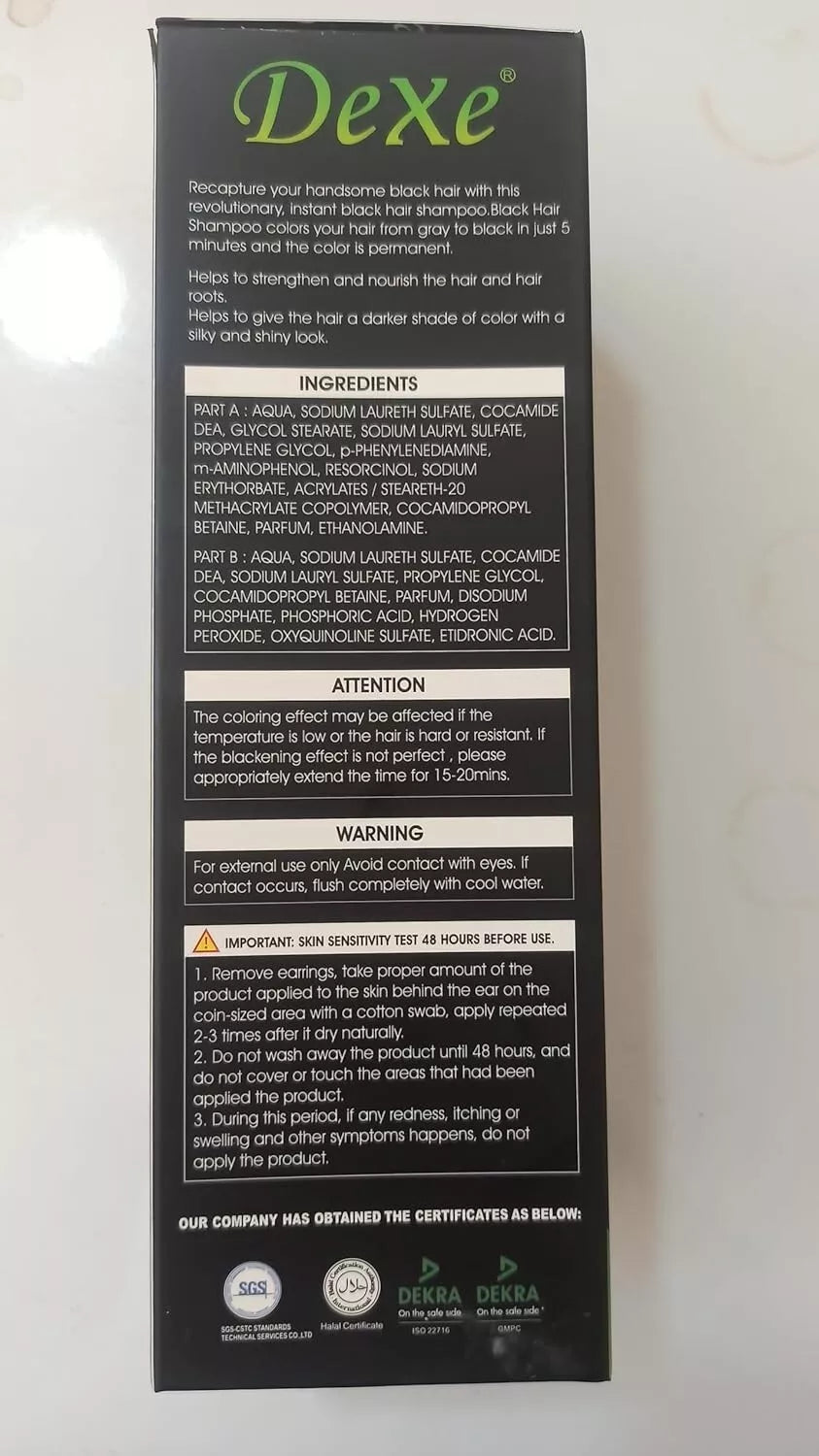 Dexe Black DYE Hair Shampoo Instant Hair Blackening 400 ml Bottle UK Stock