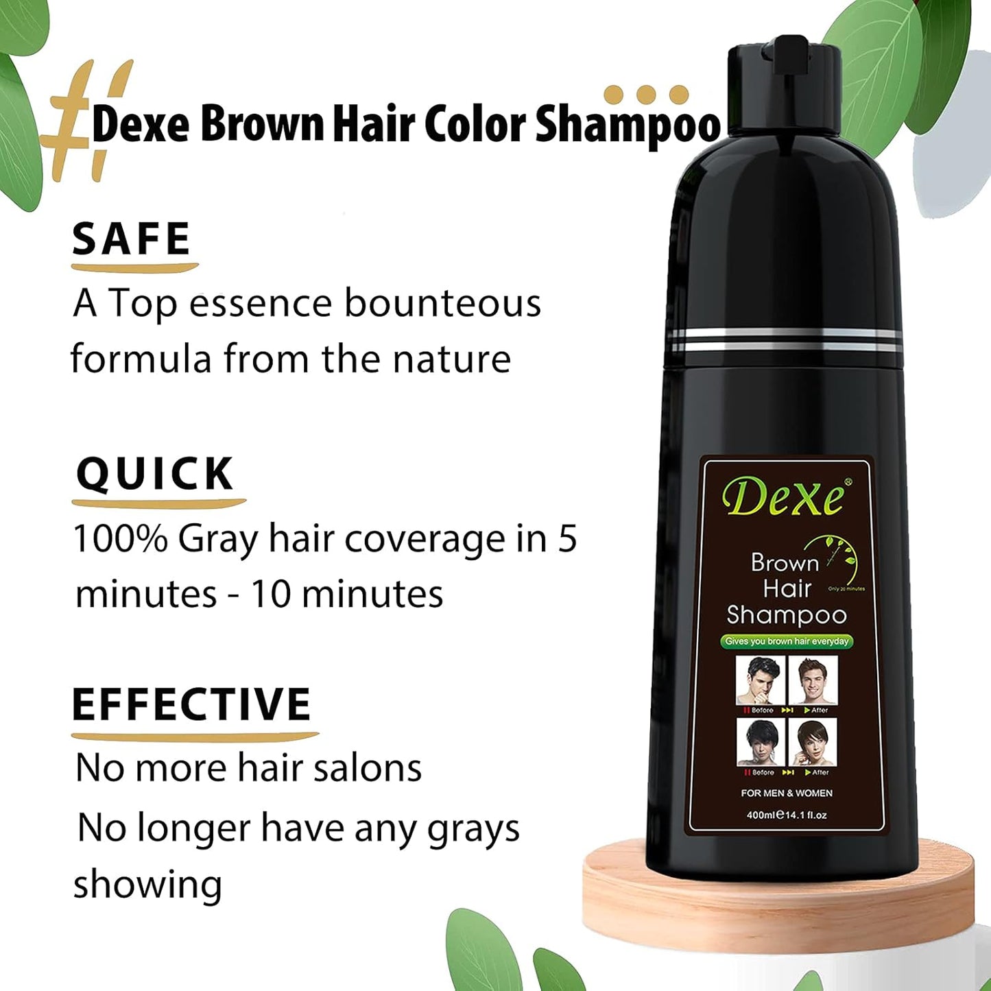 Dexe Brown DYE Hair Shampoo Instant Hair Blackening 400 ml Bottle UK Stock