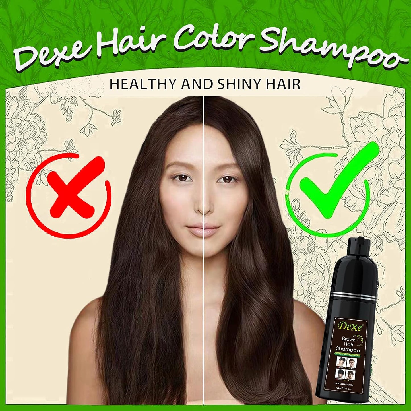 Dexe Brown DYE Hair Shampoo Instant Hair Blackening 400 ml Bottle UK Stock