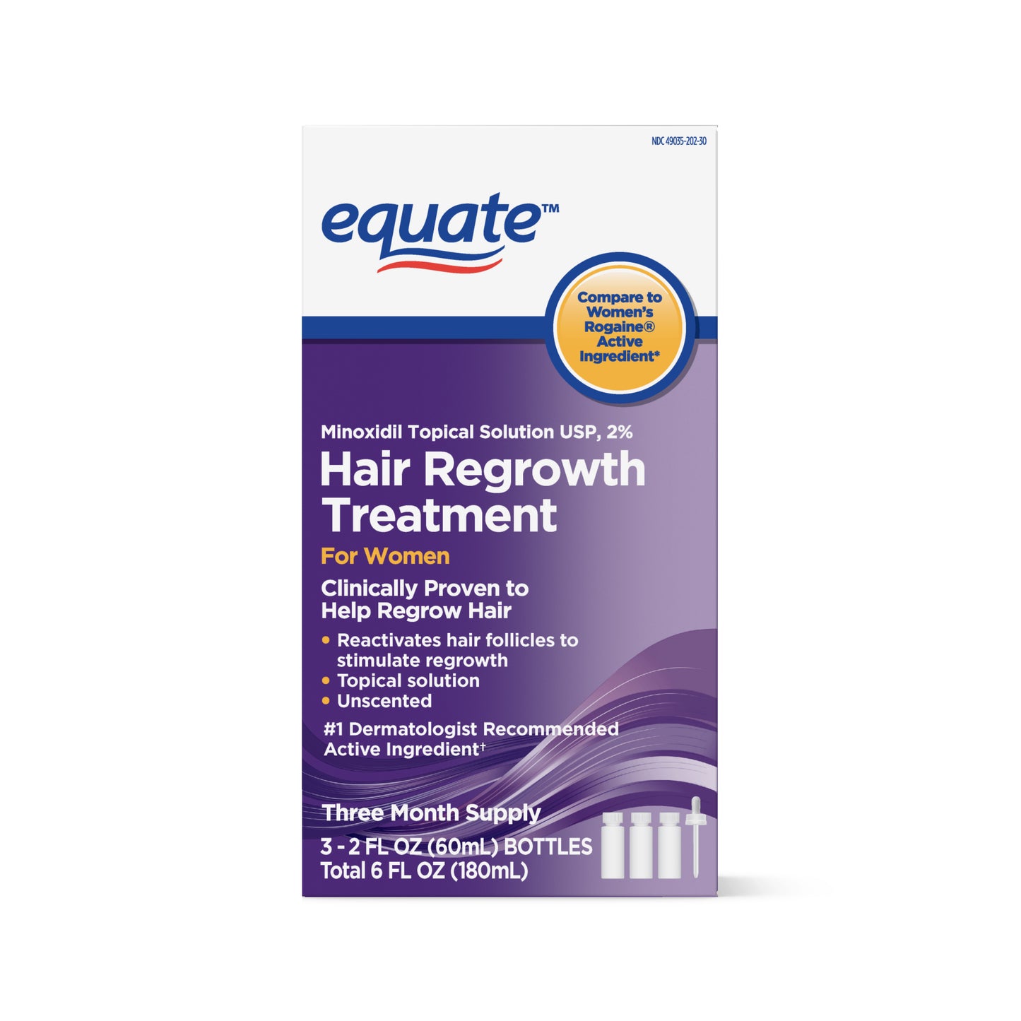 Equate For Women Hair loss Treatment 2% Topical Solution 3 Months Supply